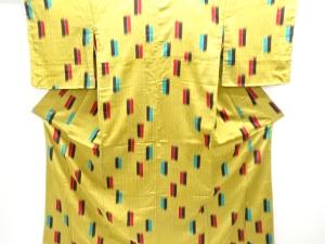 大正ロマン　縞に抽象模様織り出し着物